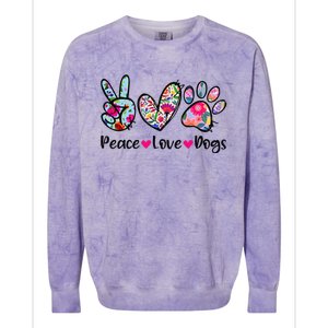 Peace Love Dogs Floral Dog Paw Dog Mom Cute MotherS Day Colorblast Crewneck Sweatshirt