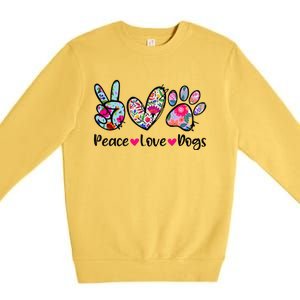 Peace Love Dogs Floral Dog Paw Dog Mom Cute MotherS Day Premium Crewneck Sweatshirt