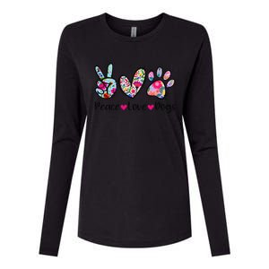 Peace Love Dogs Floral Dog Paw Dog Mom Cute MotherS Day Womens Cotton Relaxed Long Sleeve T-Shirt