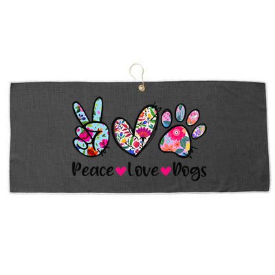 Peace Love Dogs Floral Dog Paw Dog Mom Cute MotherS Day Large Microfiber Waffle Golf Towel