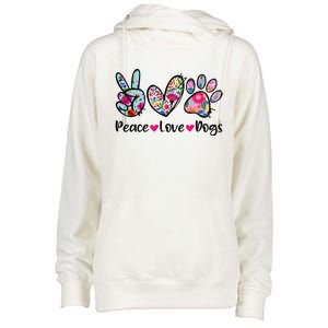 Peace Love Dogs Floral Dog Paw Dog Mom Cute MotherS Day Womens Funnel Neck Pullover Hood