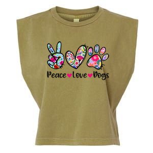 Peace Love Dogs Floral Dog Paw Dog Mom Cute MotherS Day Garment-Dyed Women's Muscle Tee