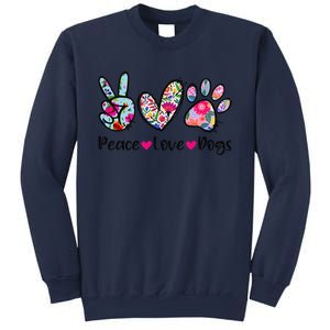 Peace Love Dogs Floral Dog Paw Dog Mom Cute MotherS Day Sweatshirt