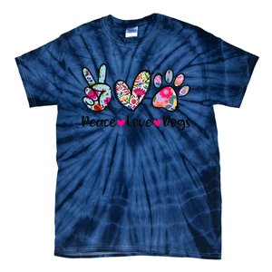 Peace Love Dogs Floral Dog Paw Dog Mom Cute MotherS Day Tie-Dye T-Shirt