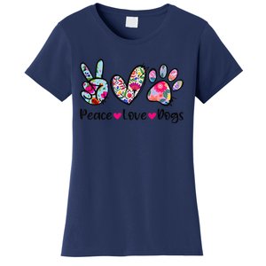 Peace Love Dogs Floral Dog Paw Dog Mom Cute MotherS Day Women's T-Shirt