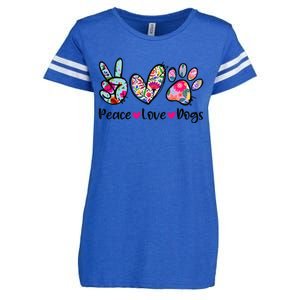 Peace Love Dogs Floral Dog Paw Dog Mom Cute MotherS Day Enza Ladies Jersey Football T-Shirt