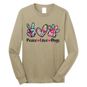 Peace Love Dogs Floral Dog Paw Dog Mom Cute MotherS Day Long Sleeve Shirt