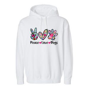 Peace Love Dogs Floral Dog Paw Dog Mom Cute MotherS Day Garment-Dyed Fleece Hoodie