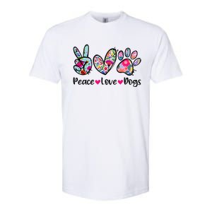 Peace Love Dogs Floral Dog Paw Dog Mom Cute MotherS Day Softstyle CVC T-Shirt