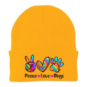 Peace Love Dogs Tie Dye Dog Paw Dog Mom Cute MotherS Day Knit Cap Winter Beanie