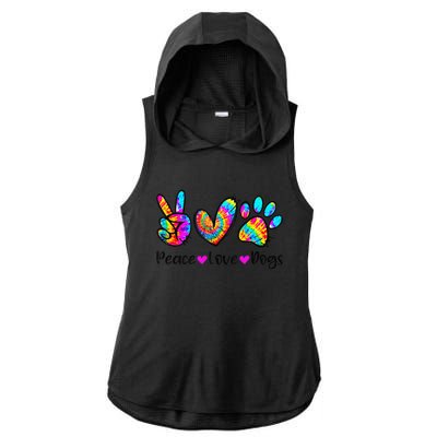 Peace Love Dogs Tie Dye Dog Paw Dog Mom Cute MotherS Day Ladies PosiCharge Tri-Blend Wicking Draft Hoodie Tank