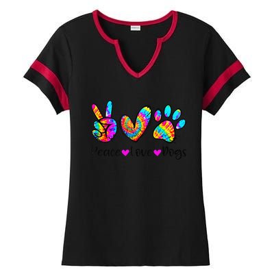 Peace Love Dogs Tie Dye Dog Paw Dog Mom Cute MotherS Day Ladies Halftime Notch Neck Tee