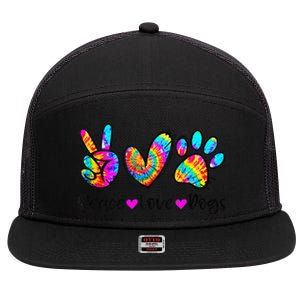 Peace Love Dogs Tie Dye Dog Paw Dog Mom Cute MotherS Day 7 Panel Mesh Trucker Snapback Hat