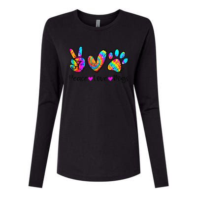 Peace Love Dogs Tie Dye Dog Paw Dog Mom Cute MotherS Day Womens Cotton Relaxed Long Sleeve T-Shirt