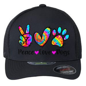 Peace Love Dogs Tie Dye Dog Paw Dog Mom Cute MotherS Day Flexfit Unipanel Trucker Cap