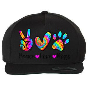 Peace Love Dogs Tie Dye Dog Paw Dog Mom Cute MotherS Day Wool Snapback Cap