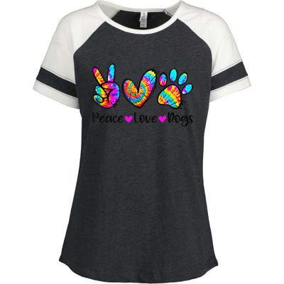 Peace Love Dogs Tie Dye Dog Paw Dog Mom Cute MotherS Day Enza Ladies Jersey Colorblock Tee