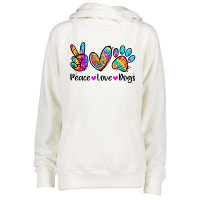 Peace Love Dogs Tie Dye Dog Paw Dog Mom Cute MotherS Day Womens Funnel Neck Pullover Hood