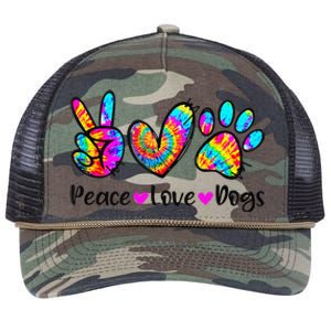 Peace Love Dogs Tie Dye Dog Paw Dog Mom Cute MotherS Day Retro Rope Trucker Hat Cap