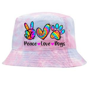 Peace Love Dogs Tie Dye Dog Paw Dog Mom Cute MotherS Day Tie-Dyed Bucket Hat