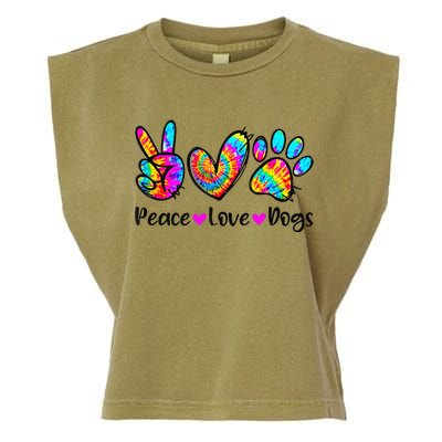 Peace Love Dogs Tie Dye Dog Paw Dog Mom Cute MotherS Day Garment-Dyed Women's Muscle Tee