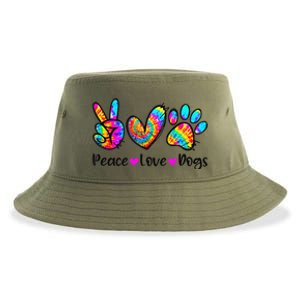 Peace Love Dogs Tie Dye Dog Paw Dog Mom Cute MotherS Day Sustainable Bucket Hat