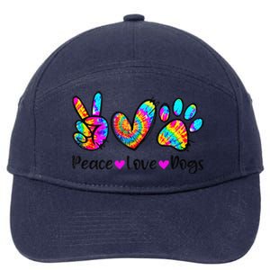 Peace Love Dogs Tie Dye Dog Paw Dog Mom Cute MotherS Day 7-Panel Snapback Hat