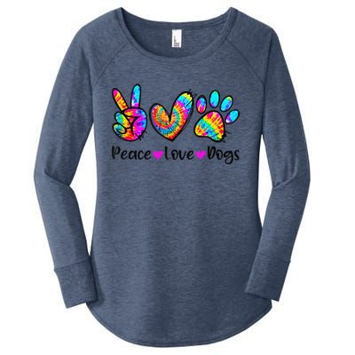 Peace Love Dogs Tie Dye Dog Paw Dog Mom Cute MotherS Day Women's Perfect Tri Tunic Long Sleeve Shirt