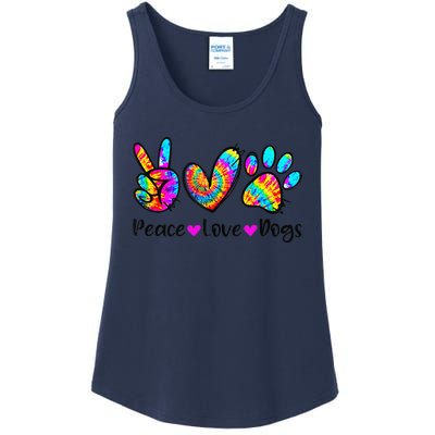 Peace Love Dogs Tie Dye Dog Paw Dog Mom Cute MotherS Day Ladies Essential Tank