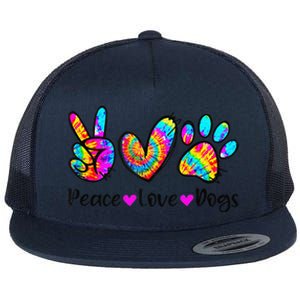 Peace Love Dogs Tie Dye Dog Paw Dog Mom Cute MotherS Day Flat Bill Trucker Hat