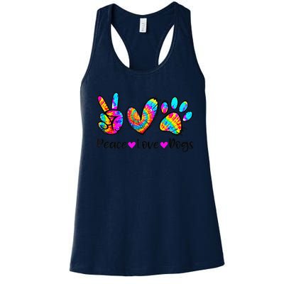 Peace Love Dogs Tie Dye Dog Paw Dog Mom Cute MotherS Day Women's Racerback Tank