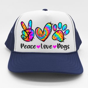 Peace Love Dogs Tie Dye Dog Paw Dog Mom Cute MotherS Day Trucker Hat