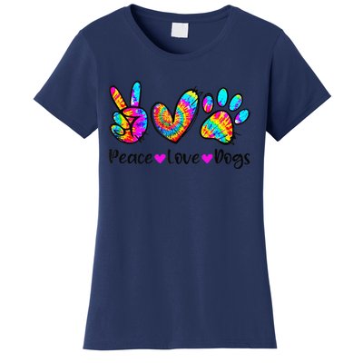 Peace Love Dogs Tie Dye Dog Paw Dog Mom Cute MotherS Day Women's T-Shirt