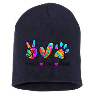 Peace Love Dogs Tie Dye Dog Paw Dog Mom Cute MotherS Day Short Acrylic Beanie