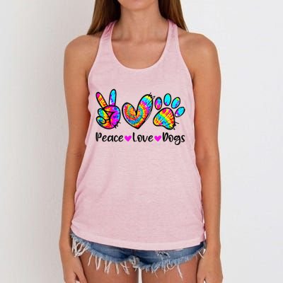 Peace Love Dogs Tie Dye Dog Paw Dog Mom Cute MotherS Day Women's Knotted Racerback Tank