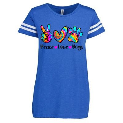 Peace Love Dogs Tie Dye Dog Paw Dog Mom Cute MotherS Day Enza Ladies Jersey Football T-Shirt