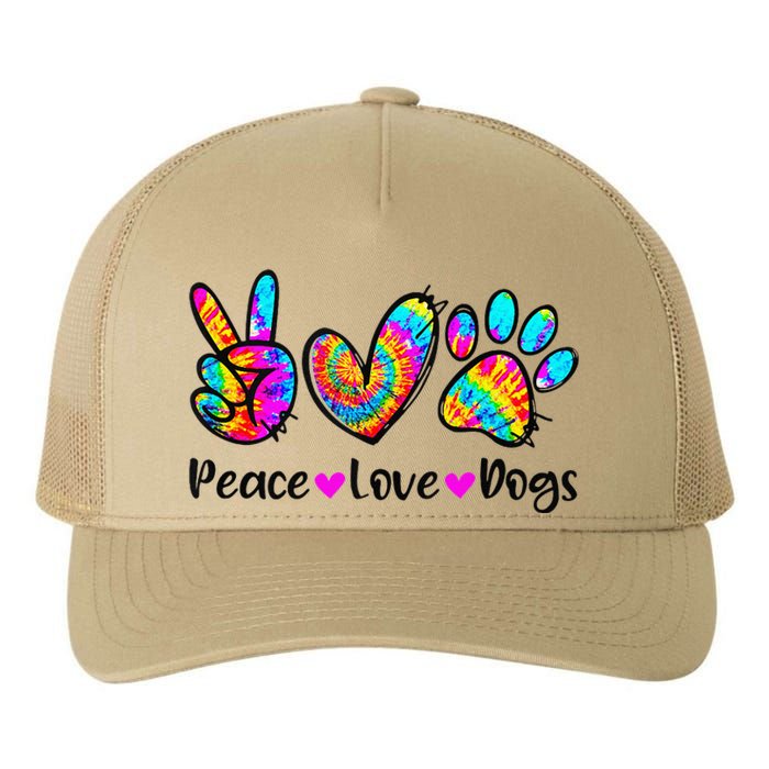 Peace Love Dogs Tie Dye Dog Paw Dog Mom Cute MotherS Day Yupoong Adult 5-Panel Trucker Hat