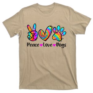 Peace Love Dogs Tie Dye Dog Paw Dog Mom Cute MotherS Day T-Shirt