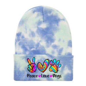 Peace Love Dogs Tie Dye Dog Paw Dog Mom Cute MotherS Day Tie Dye 12in Knit Beanie