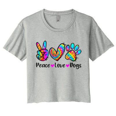 Peace Love Dogs Tie Dye Dog Paw Dog Mom Cute MotherS Day Women's Crop Top Tee