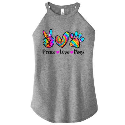 Peace Love Dogs Tie Dye Dog Paw Dog Mom Cute MotherS Day Women's Perfect Tri Rocker Tank