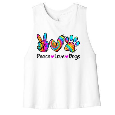 Peace Love Dogs Tie Dye Dog Paw Dog Mom Cute MotherS Day Women's Racerback Cropped Tank