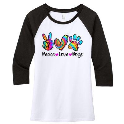 Peace Love Dogs Tie Dye Dog Paw Dog Mom Cute MotherS Day Women's Tri-Blend 3/4-Sleeve Raglan Shirt