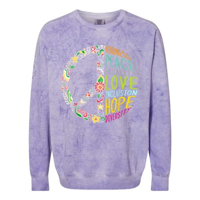 Peace Love Diversity Inclusion Equality Human Rights Colorblast Crewneck Sweatshirt