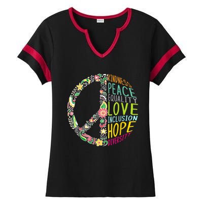 Peace Love Diversity Inclusion Equality Human Rights Ladies Halftime Notch Neck Tee