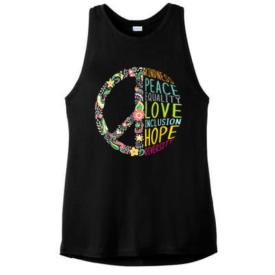 Peace Love Diversity Inclusion Equality Human Rights Ladies PosiCharge Tri-Blend Wicking Tank