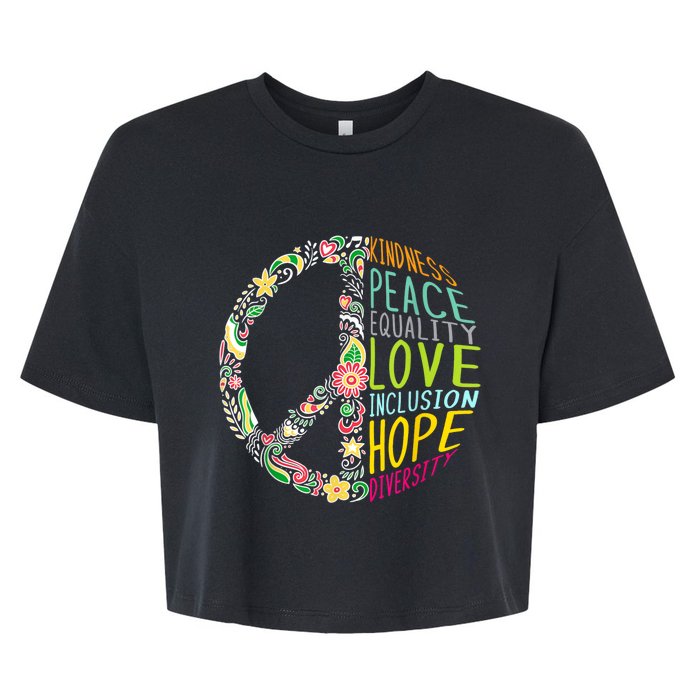 Peace Love Diversity Inclusion Equality Human Rights Bella+Canvas Jersey Crop Tee