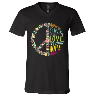 Peace Love Diversity Inclusion Equality Human Rights V-Neck T-Shirt