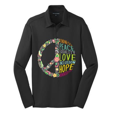 Peace Love Diversity Inclusion Equality Human Rights Silk Touch Performance Long Sleeve Polo