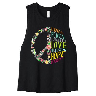 Peace Love Diversity Inclusion Equality Human Rights Women's Racerback Cropped Tank